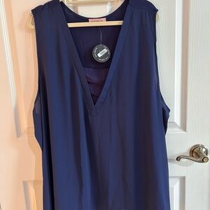 East Adeline from Dia & Co. Deep Blue V-Neck Tank Top